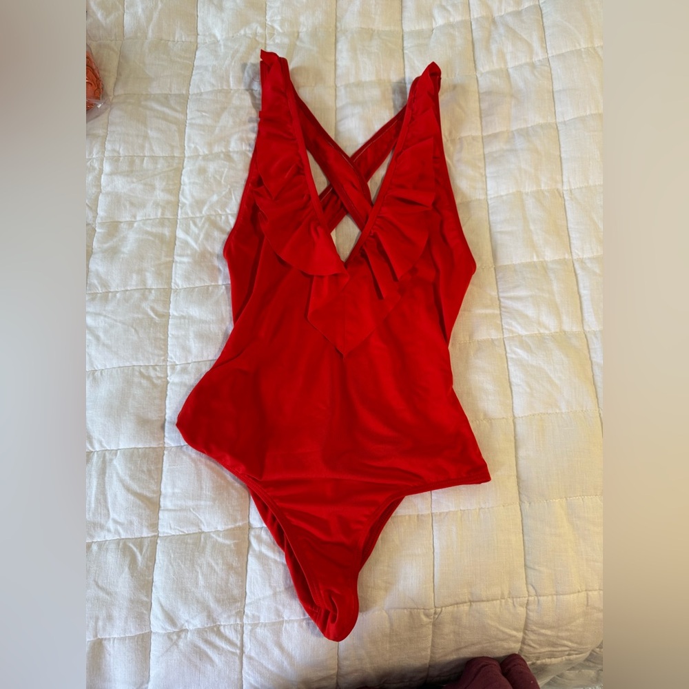 Zinke Red Ruffled One-Piece Swimsuit